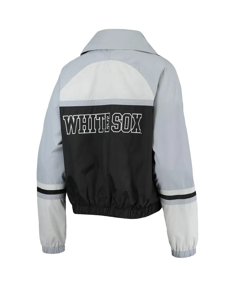 Women's The Wild Collective Black Chicago White Sox Colorblock Track Raglan Full-Zip Jacket