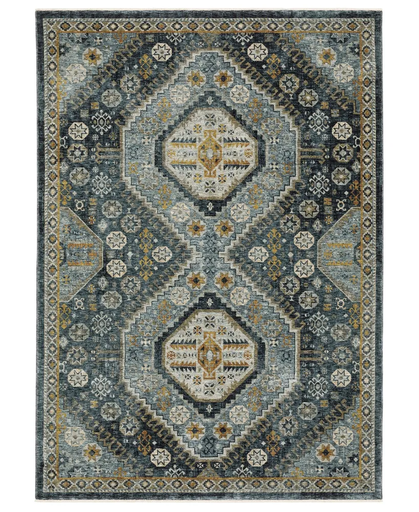 Jhb Design Devine DEV150B 5'3" x 7'6" Area Rug - Blue, Gold