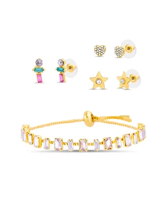 kensie Rhinestone Bracelet and Stud Earring Set