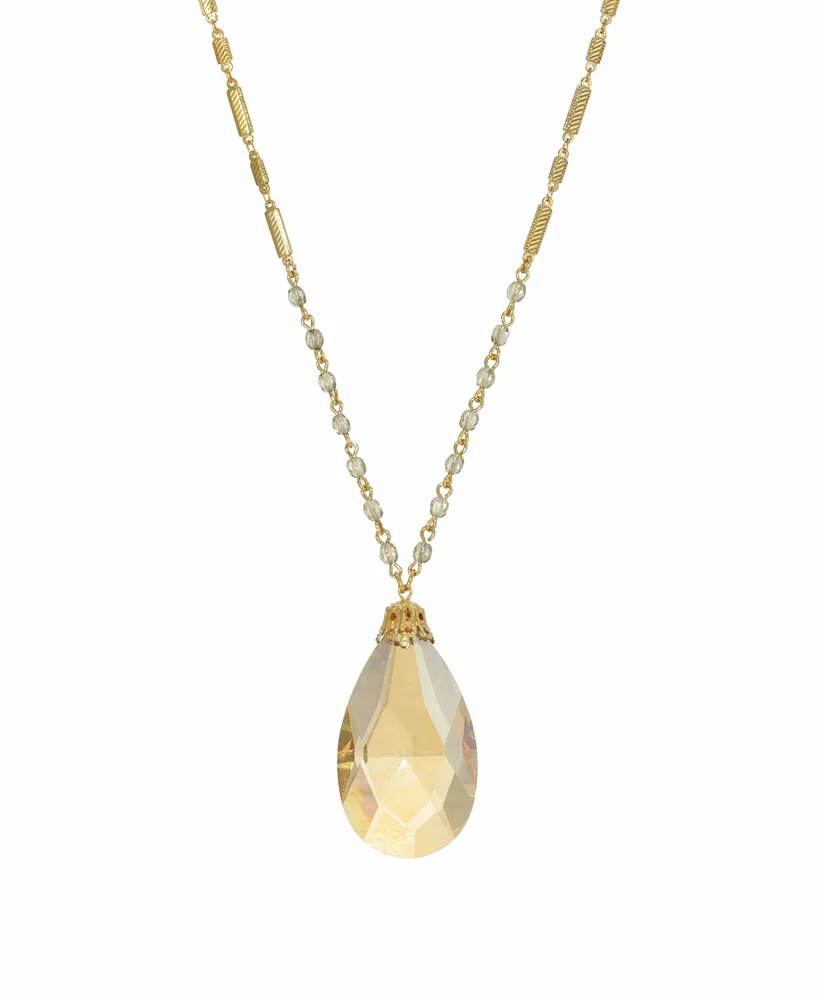 Gold-tone Large Gold Briolette Pendant Necklace