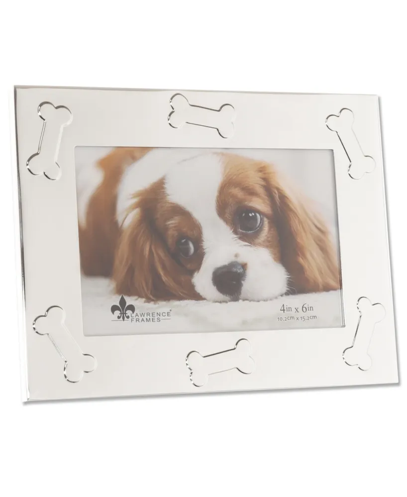 Dog Bone Design Metal Dog Picture Frame, 4" x 6" - Silver