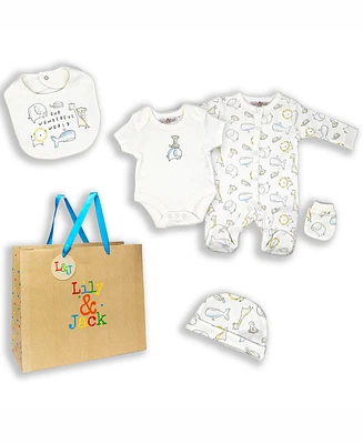 Baby Boys and Girls Our Wonderful World Layette Gift Mesh Bag, 5 Piece Set