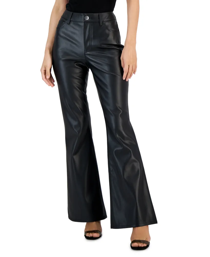 I.n.c. International Concepts Petite Faux-Leather Flare-Leg Pants, Created  for Macy's
