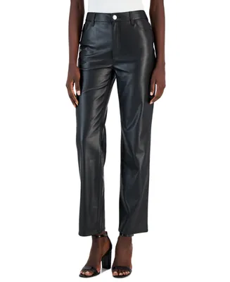 I.n.c. International Concepts Petite Faux-Leather Straight-Leg Pants, Created for Macy's