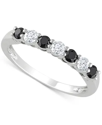 Black Diamond (1/4 ct. t.w.) & White (1/5 Anniversary Band 10k Gold