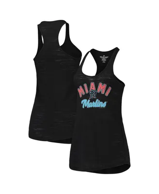 Women's Soft As A Grape Black Miami Marlins Multi-Count Tri-Blend Tank Top