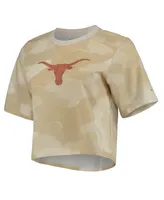 Women's Columbia White and Tan Texas Longhorns Park Camo Boxy T-shirt