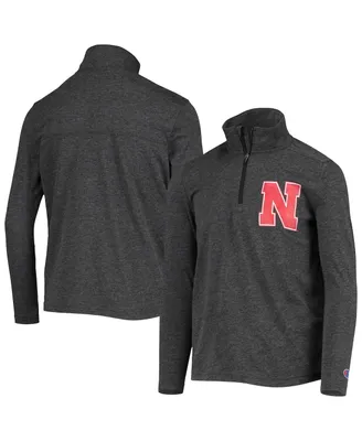 Big Boys Champion Heathered Black Nebraska Huskers Field Day Quarter-Zip Jacket