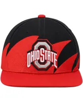 Men's Mitchell & Ness Scarlet, Black Ohio State Buckeyes Sharktooth Snapback Hat