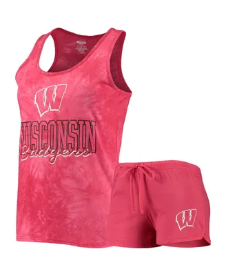Women's Concepts Sport Red Wisconsin Badgers Billboard Tie-Dye Tank Top and Shorts Set