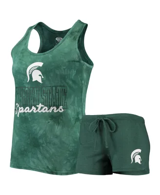Women's Concepts Sport Green Michigan State Spartans Billboard Tie-Dye Tank Top and Shorts Set