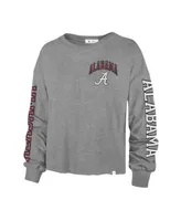 Women's '47 Heathered Gray Alabama Crimson Tide Ultra Max Parkway Long Sleeve Cropped T-shirt