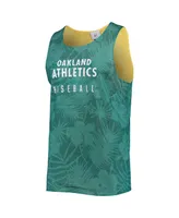 Men's Foco Green, Gold Oakland Athletics Floral Reversible Mesh Tank Top