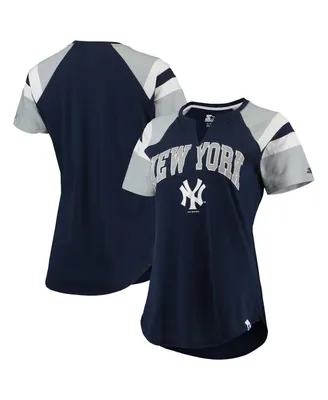 Women's Starter Navy and Gray New York Yankees Game On Notch Neck Raglan T-shirt
