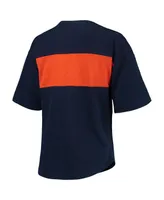 Women's Touch Navy and Orange Detroit Tigers Lead Off Notch Neck T-shirt