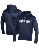 Men's Under Armour Navy Howard Bison Logo Stripe Fleece Pullover Hoodie