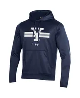 Men's Under Armour Navy Yale Bulldogs Logo Stripe Fleece Pullover Hoodie