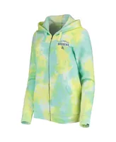 Women's New Era White Los Angeles Dodgers Tie-Dye Full-Zip Hoodie