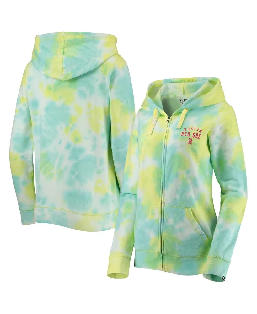 Women's New Era White Boston Red Sox Tie-Dye Full-Zip Hoodie