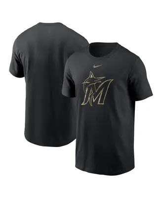 Men's Nike Black Miami Marlins Camo Logo Team T-shirt