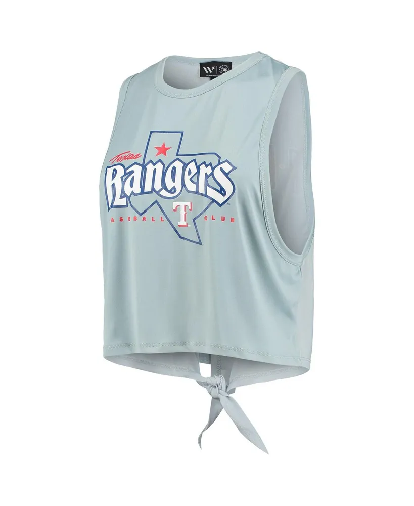 Women's The Wild Collective Light Blue Texas Rangers Open Back Twist-Tie Tank Top