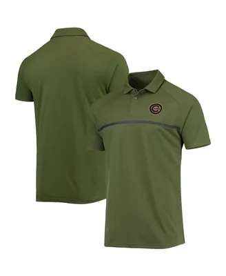 Men's LevelWear Olive Chicago Cubs Delta Sector Raglan Polo Shirt