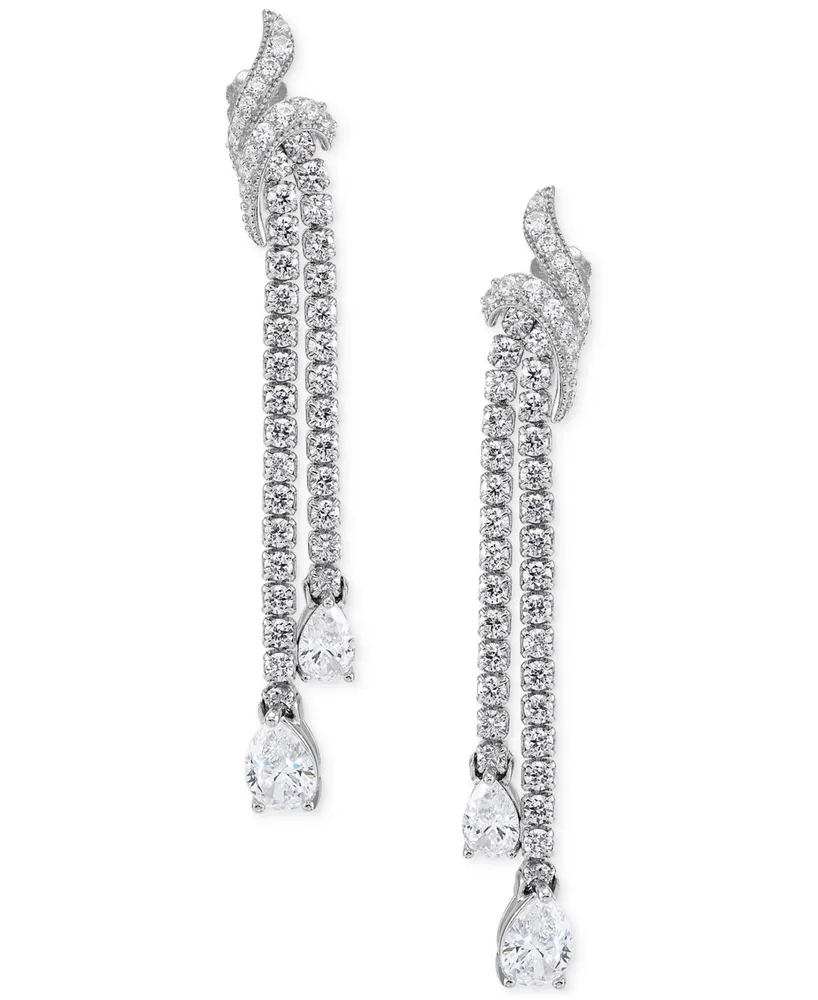 Cubic Zirconia Dangle Drop Earrings in Sterling Silver