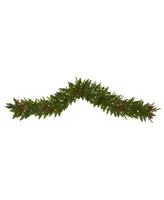 Christmas Pine Artificial Garland with Lights and Berries, 72"