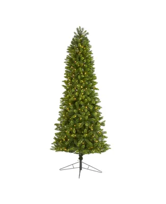 Slim Virginia Spruce Artificial Christmas Tree with Lights and Bendable Branches, 96"