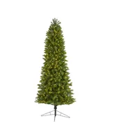 Slim Virginia Spruce Artificial Christmas Tree with Lights and Bendable Branches, 96"