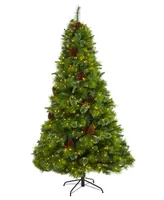 Montana Mixed Pine Artificial Christmas Tree with Pinecones, Berries and Lights, 84"