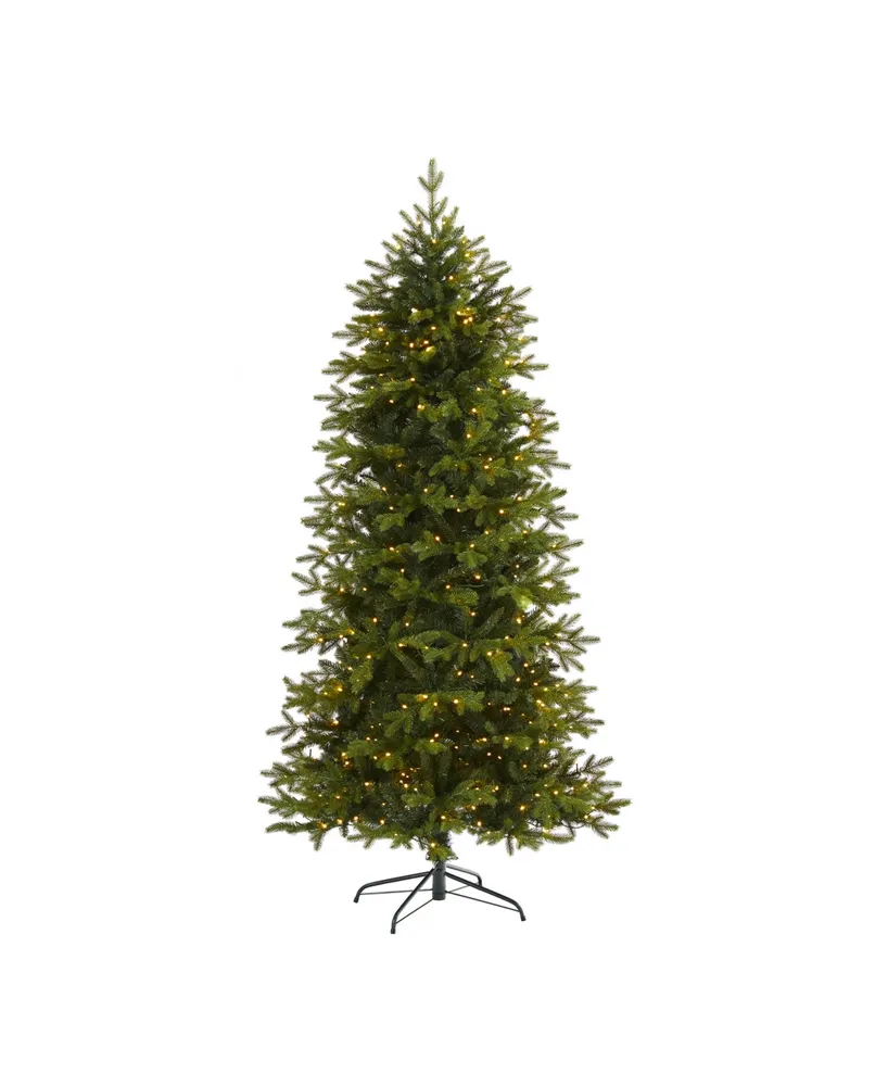 Belgium Fir Natural Look Artificial Christmas Tree with Lights, 84"