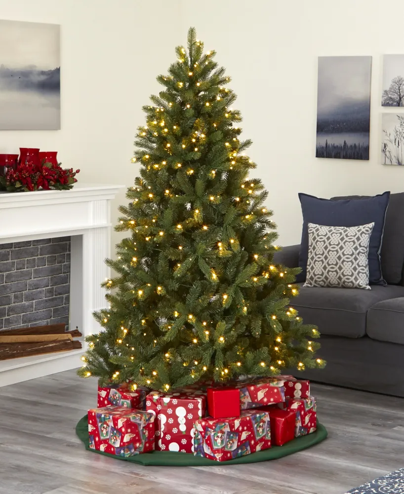 New Haven Spruce Natural Look Artificial Christmas Tree with Lights, 72"