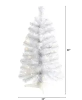 White Artificial Christmas Tree with Lights and Bendable Branches, 24"