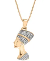 Men's Diamond Nefertiti 22" Pendant Necklace (1/4 ct. t.w.) in 14k Gold-Plated Sterling Silver