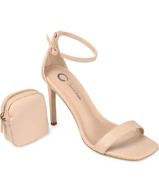 Journee Collection Women's Everton Ankle Strap Stiletto Sandals and Pouch Set