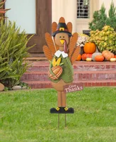 Glitzhome Thanksgiving Metal Turkey Yard Stake, Standing Decor or Hanging Decor, 36"