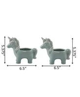 Flora Bunda Ceramic Unicorn Planter Pot, Set of 2