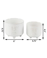 Flora Bunda Be Kind Footed Ceramic Planter, Set of 2