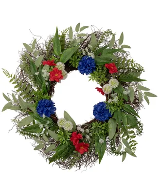 Americana Mixed Floral Patriotic Wreath
