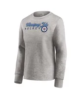 Women's Fanatics Heathered Gray Winnipeg Jets Fan Favorite Script Pullover Sweatshirt