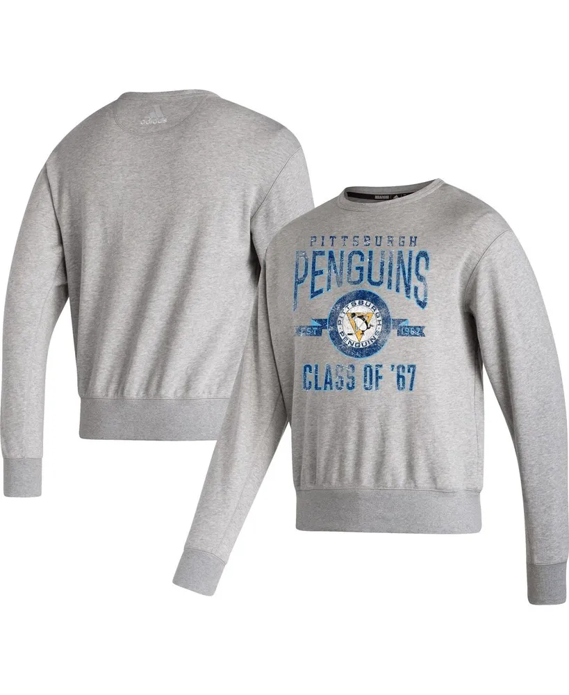 Men's adidas Heathered Gray Pittsburgh Penguins Vintage-Like Pullover Sweatshirt