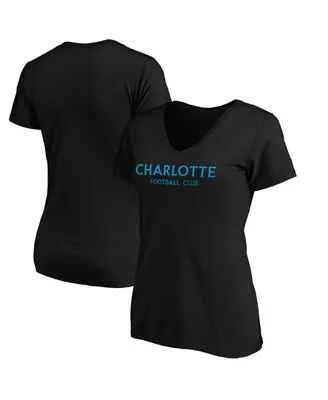 Women's Fanatics Black Charlotte Fc Wordmark V-Neck T-shirt