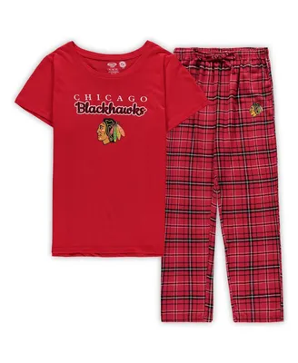 Women's Concepts Sport Red Chicago Blackhawks Plus Lodge T-shirt and Pants Sleep Set