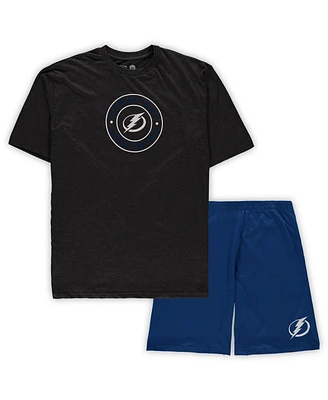 Men's Concepts Sport Blue, Heathered Charcoal Tampa Bay Lightning Big and Tall T-shirt Shorts Sleep Set