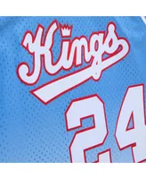 Men's Mitchell & Ness Reggie Theus White, Light Blue Sacramento Kings 1985/86 Hardwood Classics Fadeaway Swingman Player Jersey