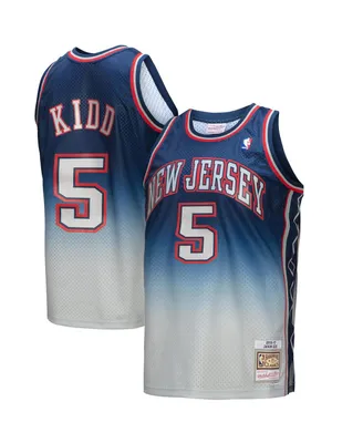 Men's Mitchell & Ness Jason Kidd Gray, Blue New Jersey Nets 2006/07 Hardwood Classics Fadeaway Swingman Player Jersey