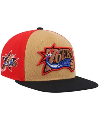 Men's Mitchell & Ness Gold, Black Philadelphia 76ers Hardwood Classics On The Block Snapback Hat