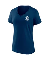Women's Fanatics Deep Sea Blue Seattle Kraken Team Mother's Day V-Neck T-shirt