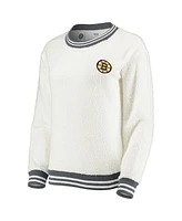 Women's Concepts Sport Cream and Charcoal Boston Bruins Granite Sherpa Pullover Sweatshirt